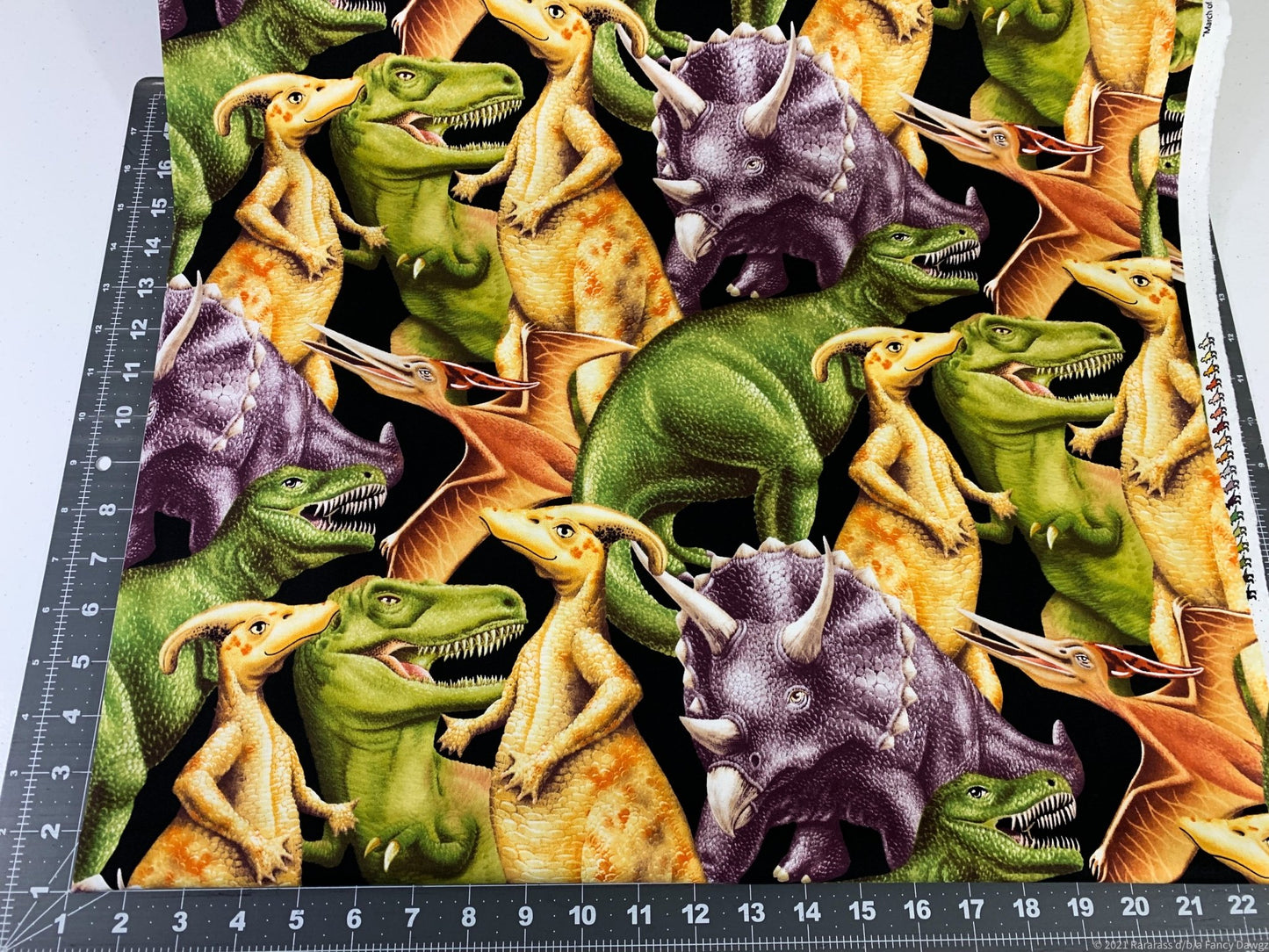 Big March of the Dinosaur fabric6076 - 99 T Rex fabric - Mary Jo Fabrics