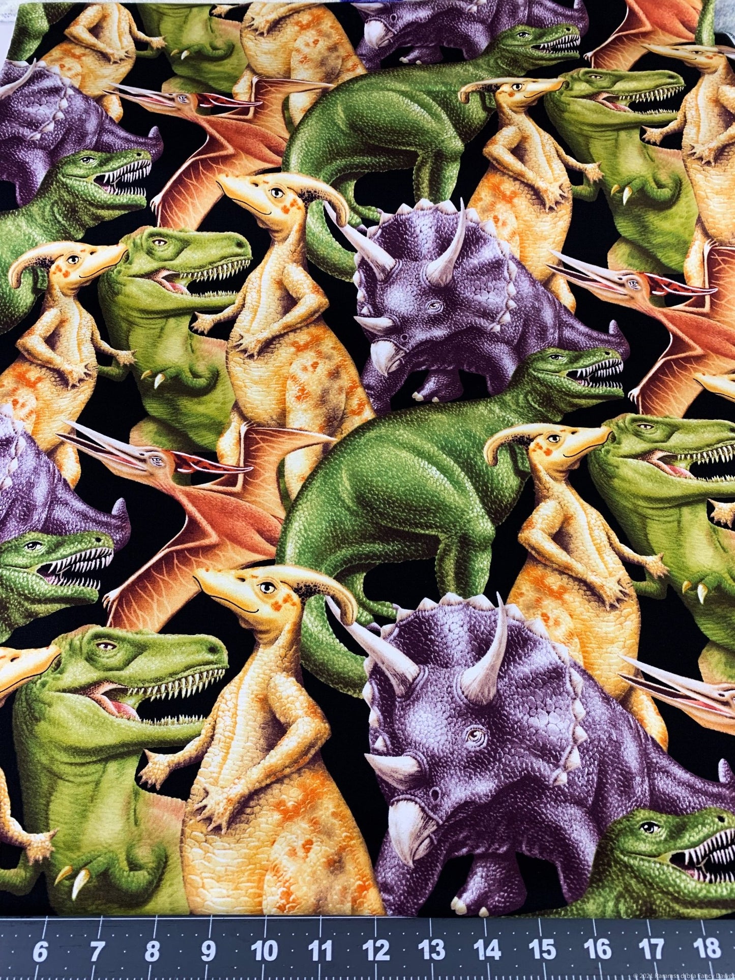 Big March of the Dinosaur fabric6076 - 99 T Rex fabric - Mary Jo Fabrics