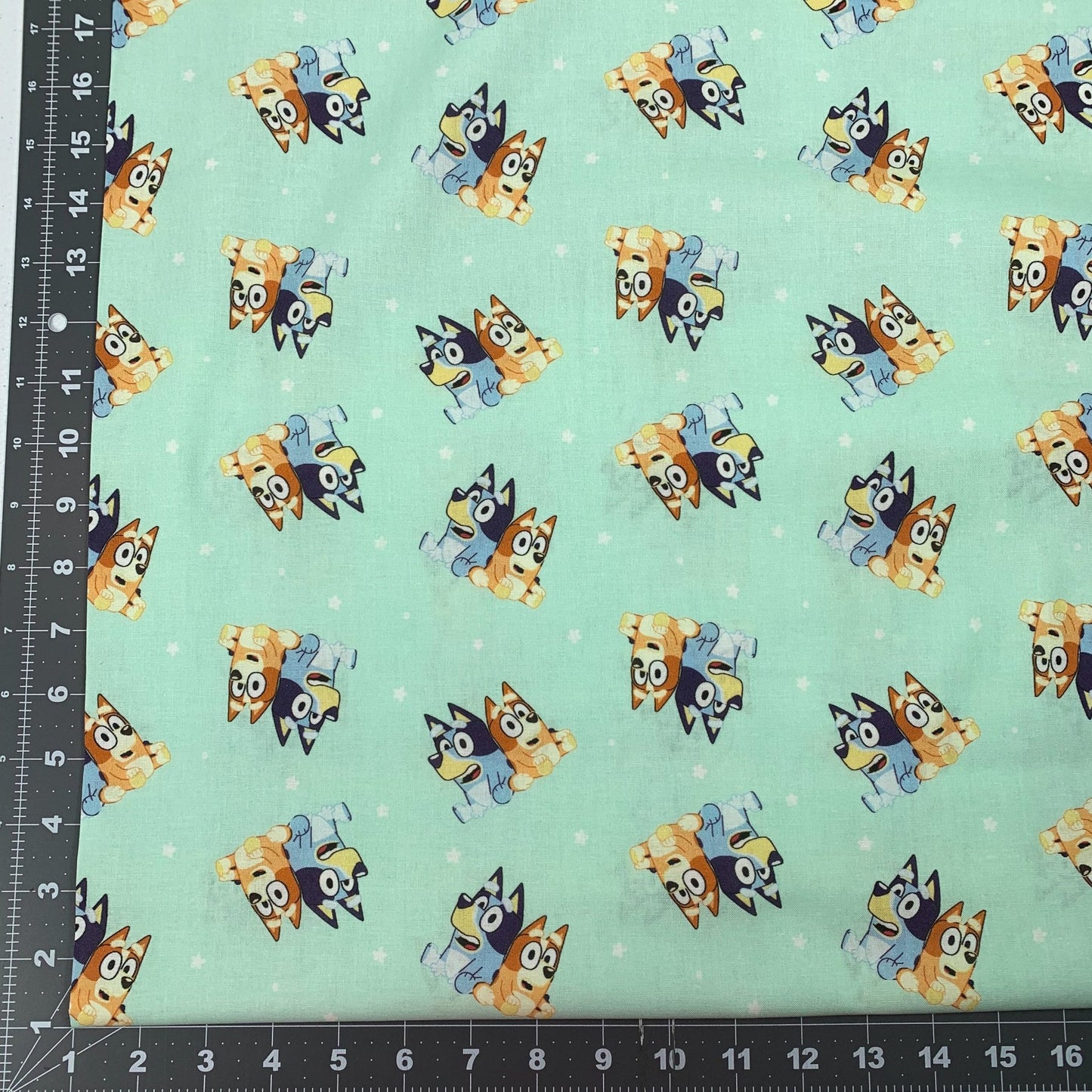 Bingo and Bluey fabric CP80835 Disney cotton fabric Best Friends Green - Mary Jo Fabrics
