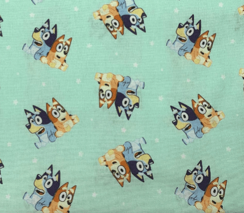 Bingo and Bluey fabric CP80835 Disney cotton fabric Best Friends Green - Mary Jo Fabrics