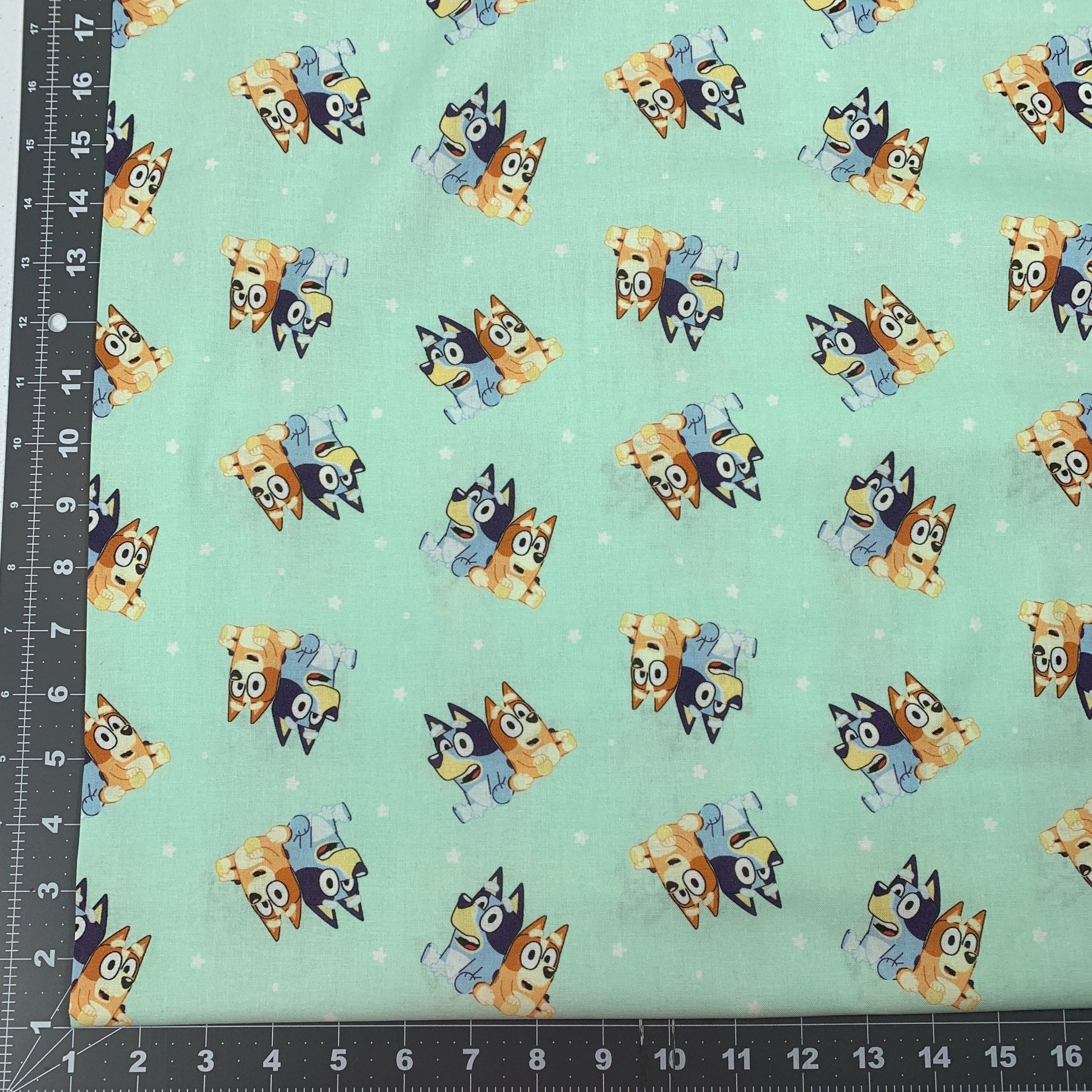 Bingo and Bluey fabric CP80835 Disney cotton fabric Best Friends Green - Mary Jo Fabrics
