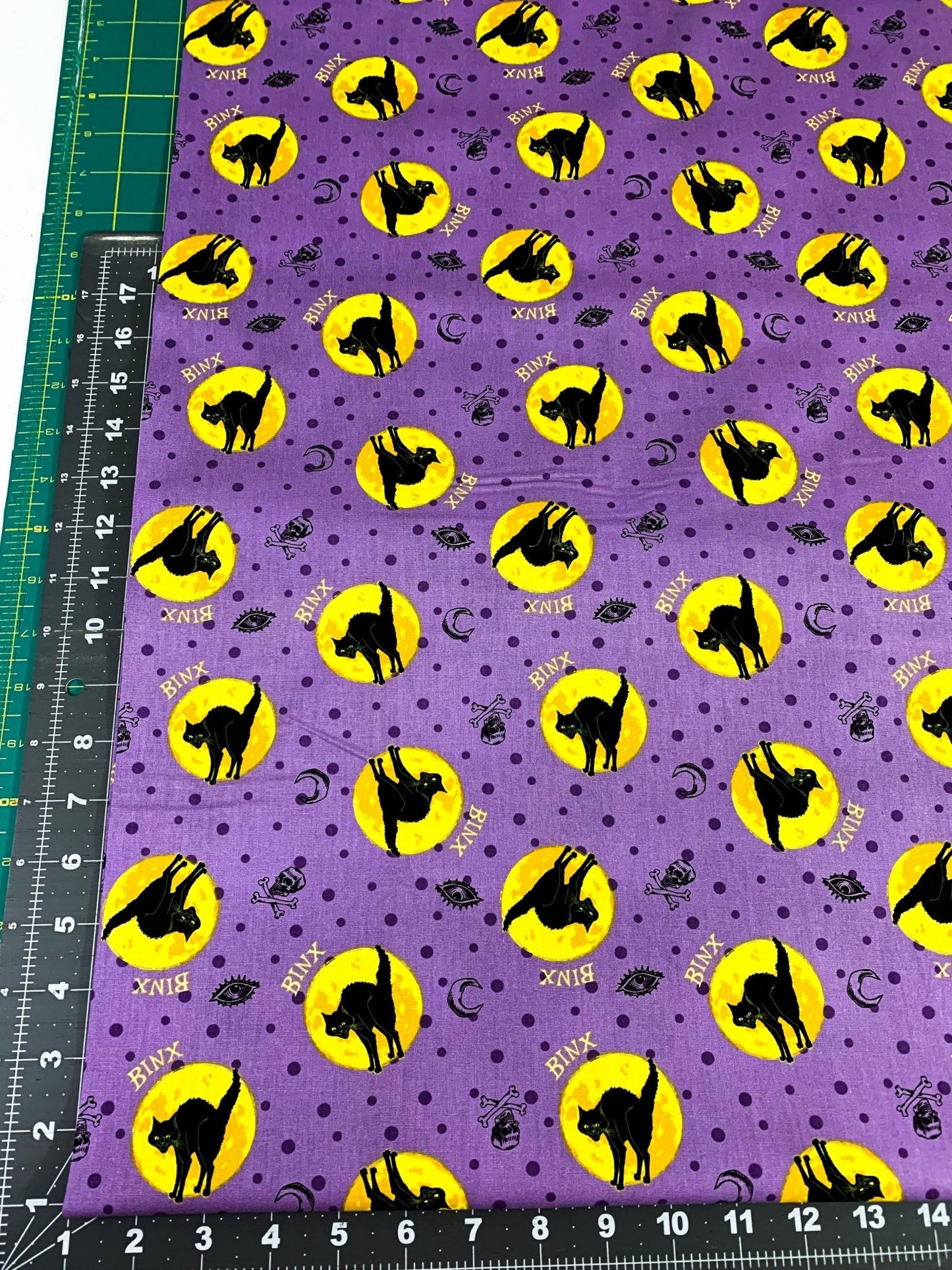 Binx black cat fabric Hocus Pocus fabric - Mary Jo Fabrics