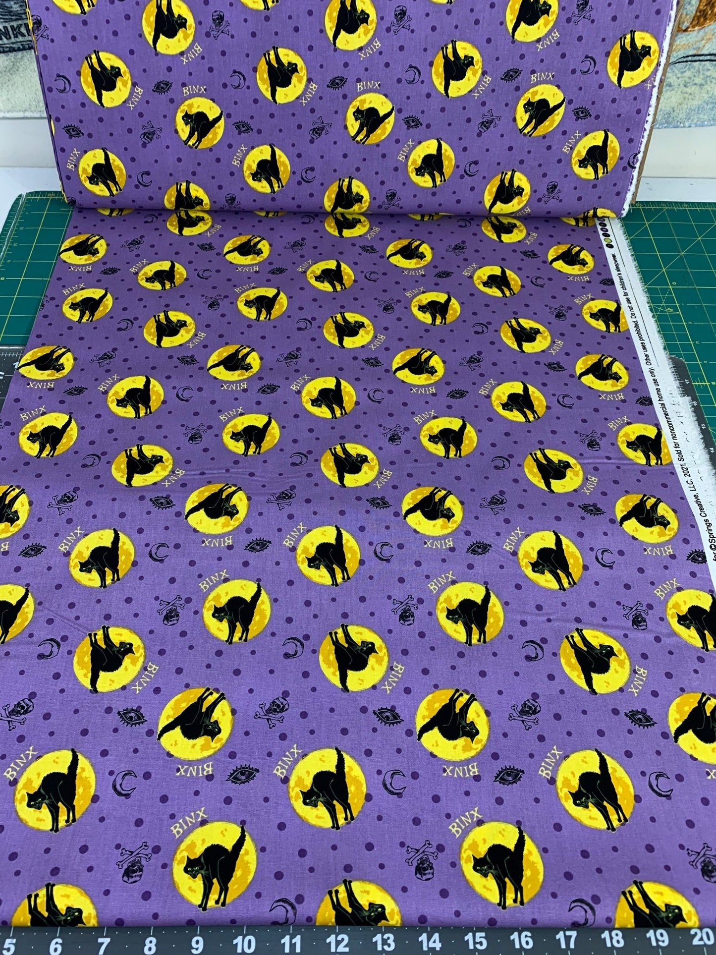 Binx black cat fabric Hocus Pocus fabric - Mary Jo Fabrics