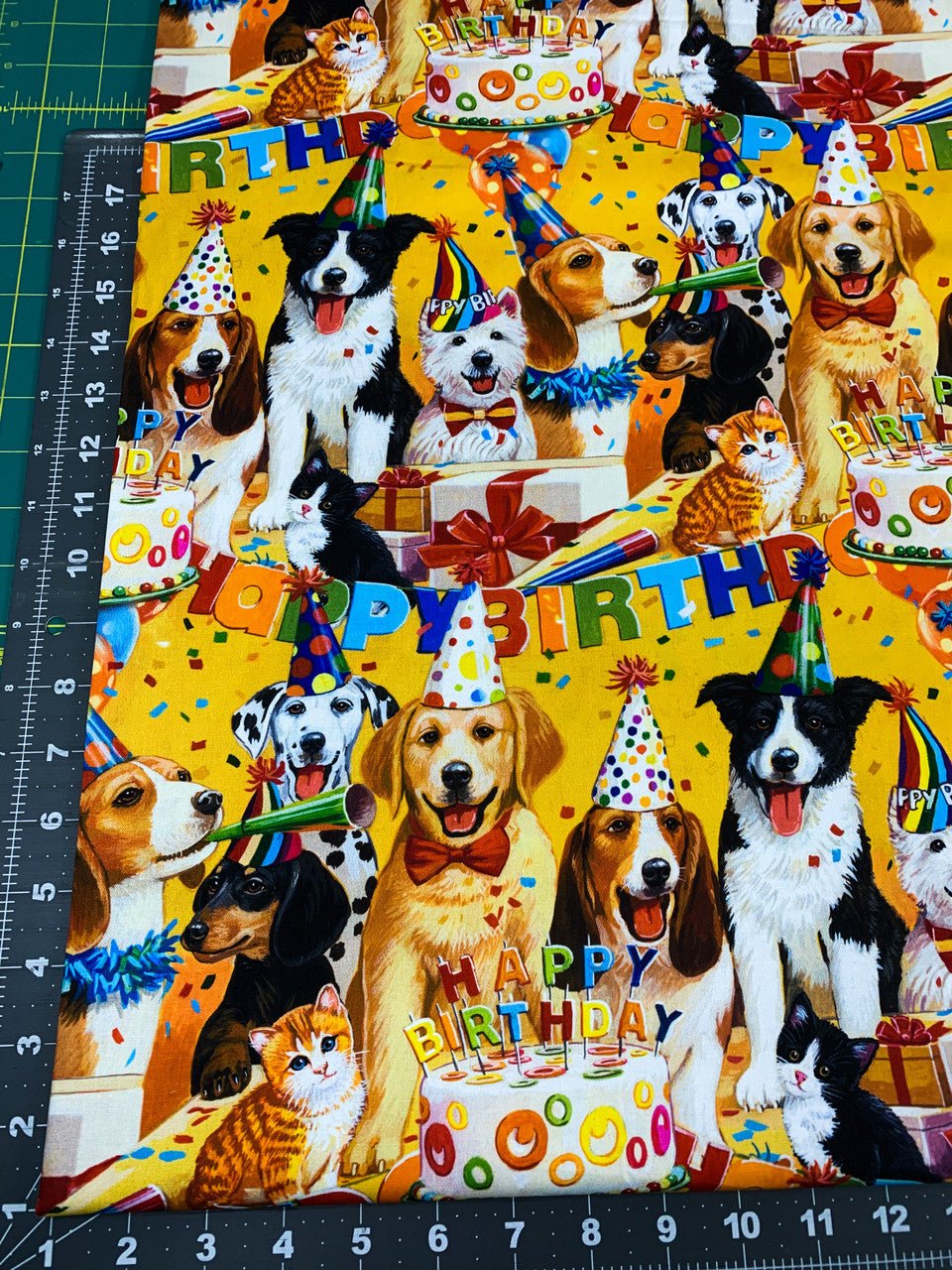 Birthday Bash Dog Birthday fabric Happy Birthday dog party fabric - Mary Jo Fabrics