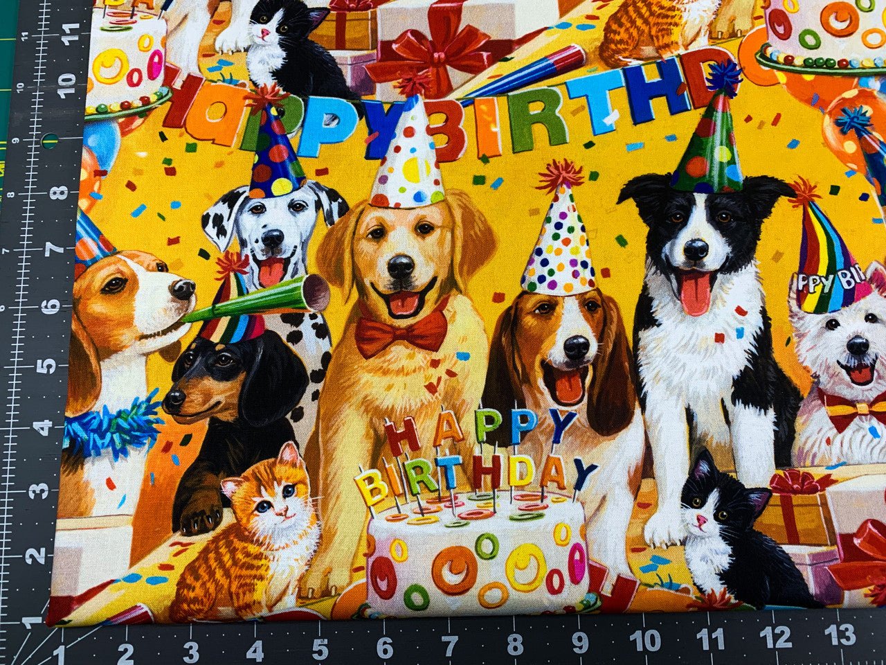 Birthday Bash Dog Birthday fabric Happy Birthday dog party fabric - Mary Jo Fabrics