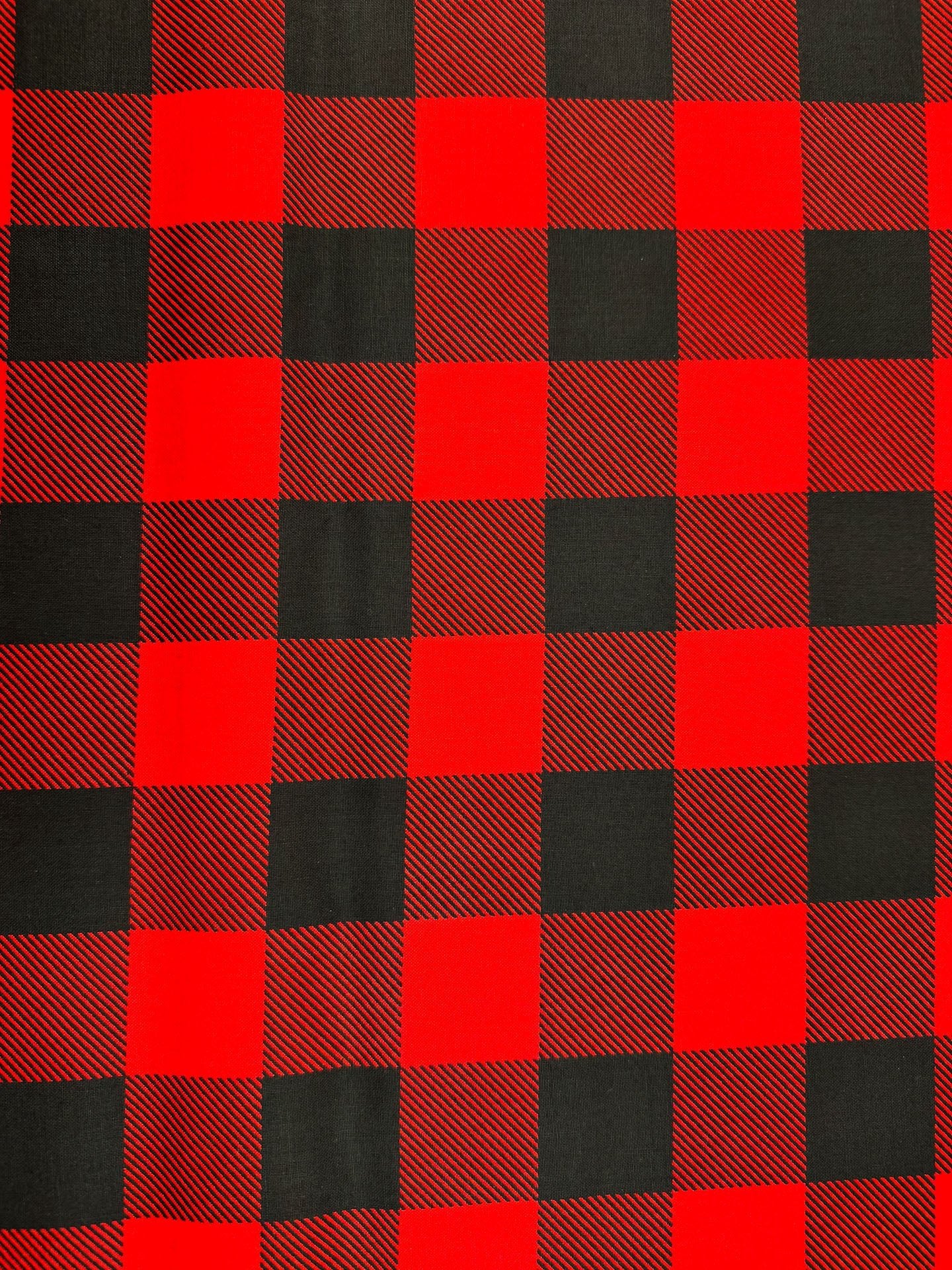 Black and Red plaid fabric buffalo paid cotton fabric - Mary Jo Fabrics