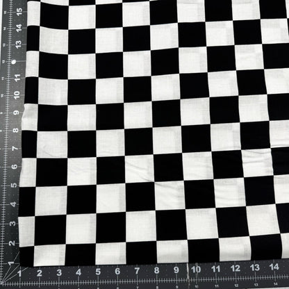 Black and White Racing Check Cotton Fabric 22098 - Mary Jo Fabrics