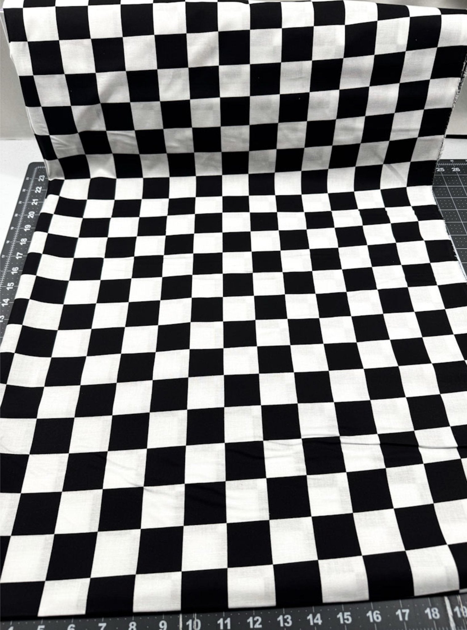 Black and White Racing Check Cotton Fabric 22098 - Mary Jo Fabrics