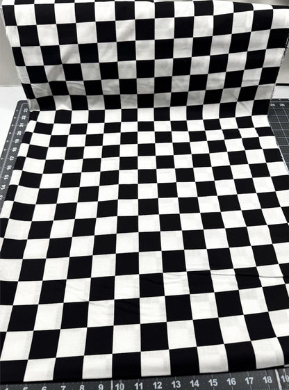 Black and White Racing Check Cotton Fabric 22098 - Mary Jo Fabrics