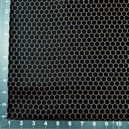 Black Chicken Wire Fabric 355 Gold Chicken Wire Cotton - Mary Jo Fabrics