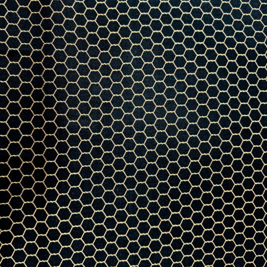 Black Chicken Wire Fabric 355 Gold Chicken Wire Cotton - Mary Jo Fabrics