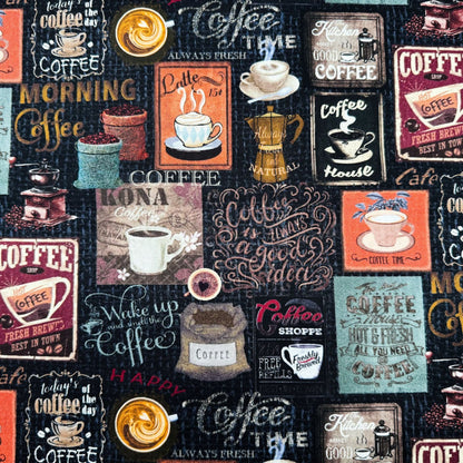 Coffee Cotton Fabric CD3421 Coffee Latte - Mary Jo Fabrics