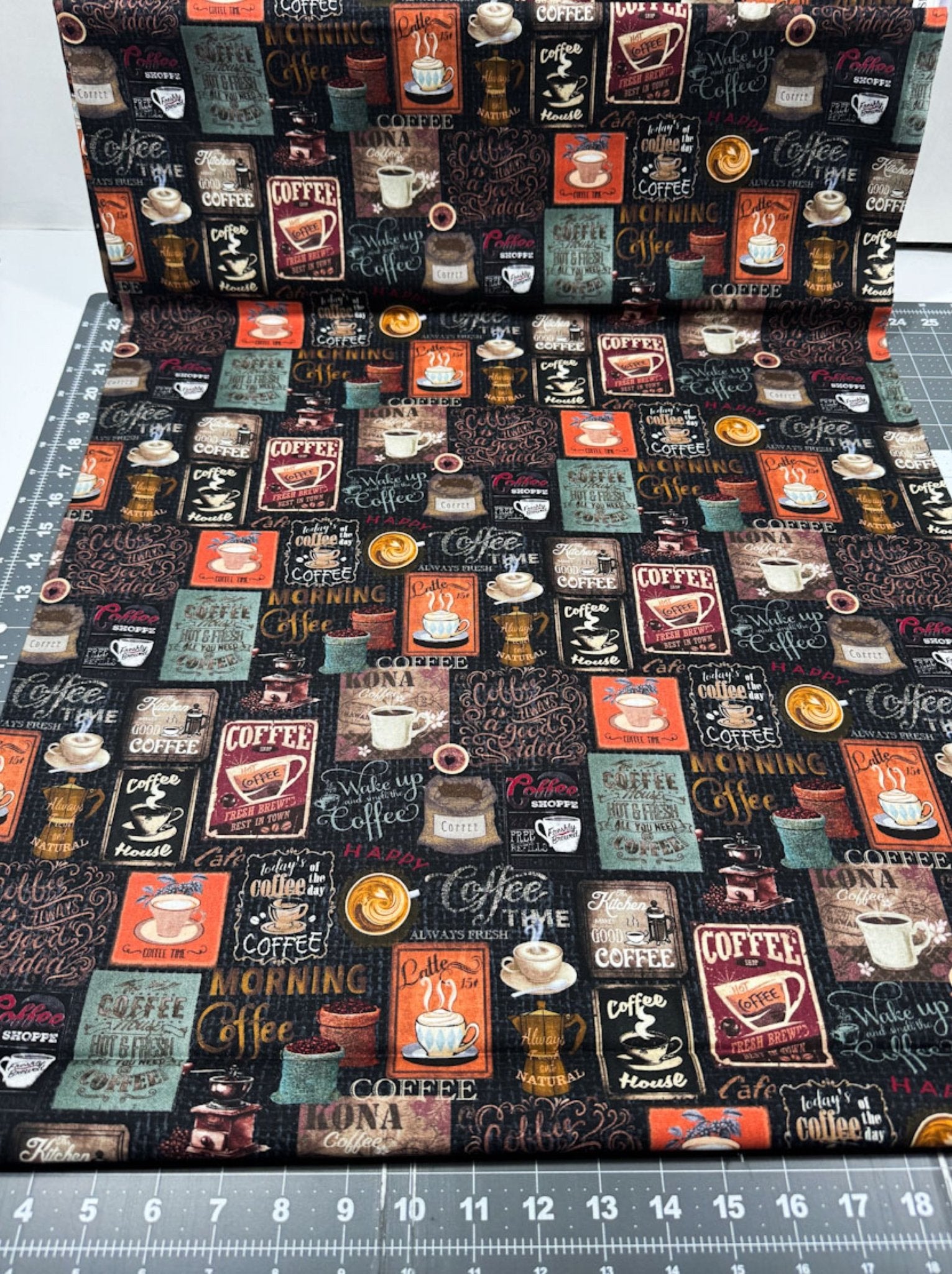 Coffee Barista Fabric CD3421 Good Coffee apron fabric - Mary Jo Fabrics