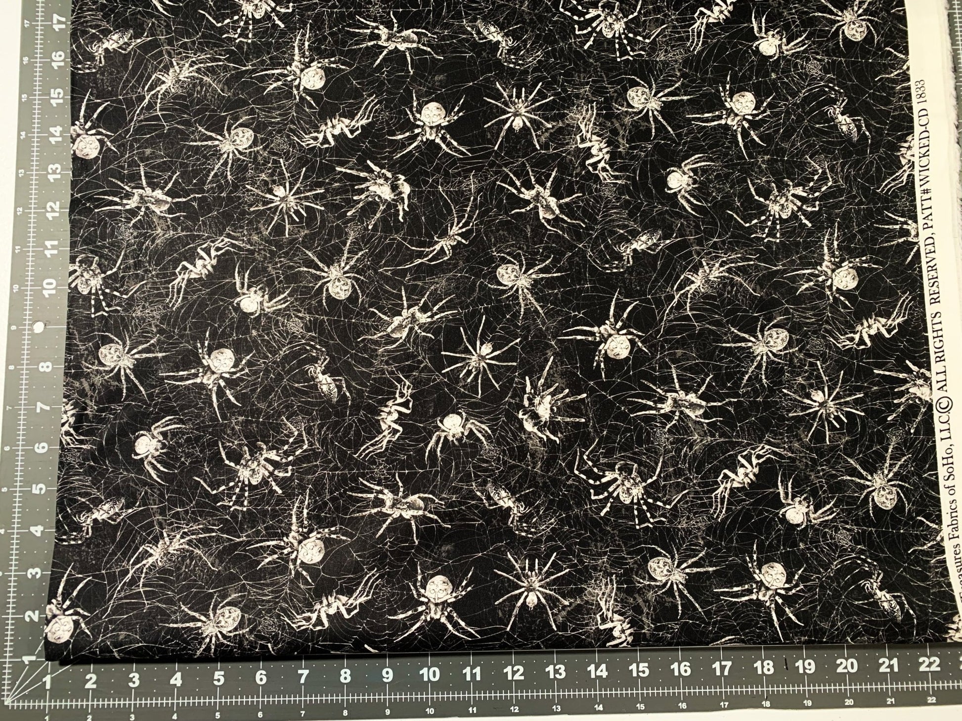 Black Creepy Spiders fabric CD1833 Wicked Spiderweb fabric - Mary Jo Fabrics