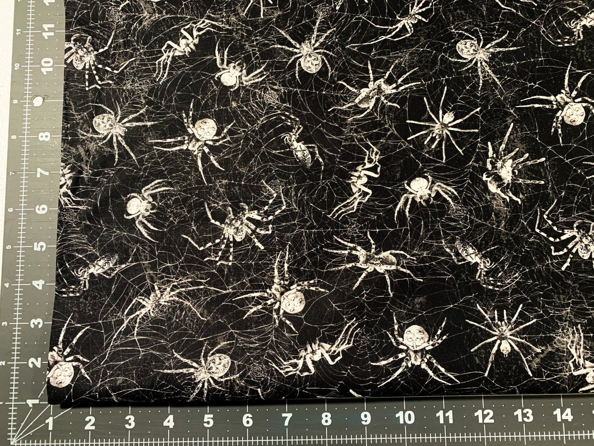 Black Creepy Spiders fabric CD1833 Wicked Spiderweb fabric - Mary Jo Fabrics