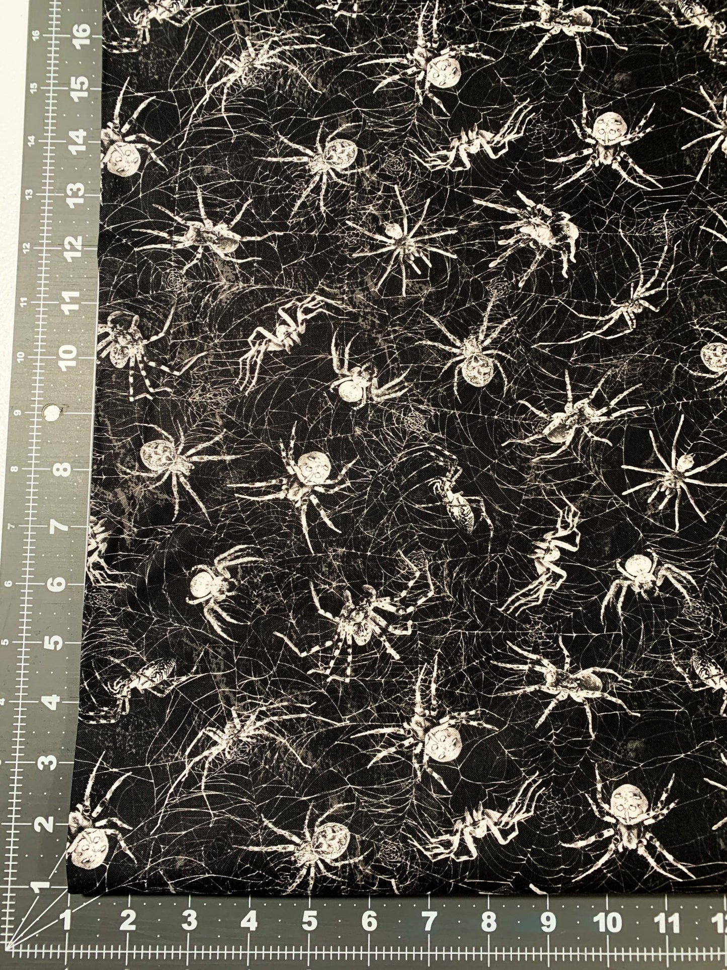 Black Creepy Spiders fabric CD1833 Wicked Spiderweb fabric - Mary Jo Fabrics