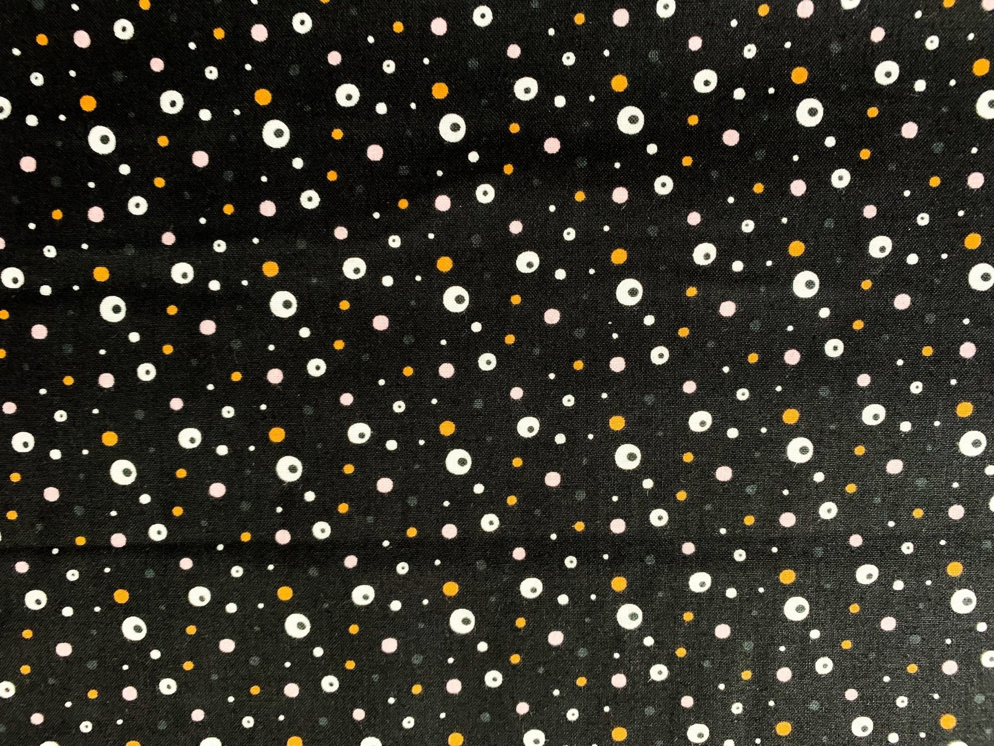 Black eyes dot fabric 21211004 Hey Boo eyeball halloween fabric - Mary Jo Fabrics