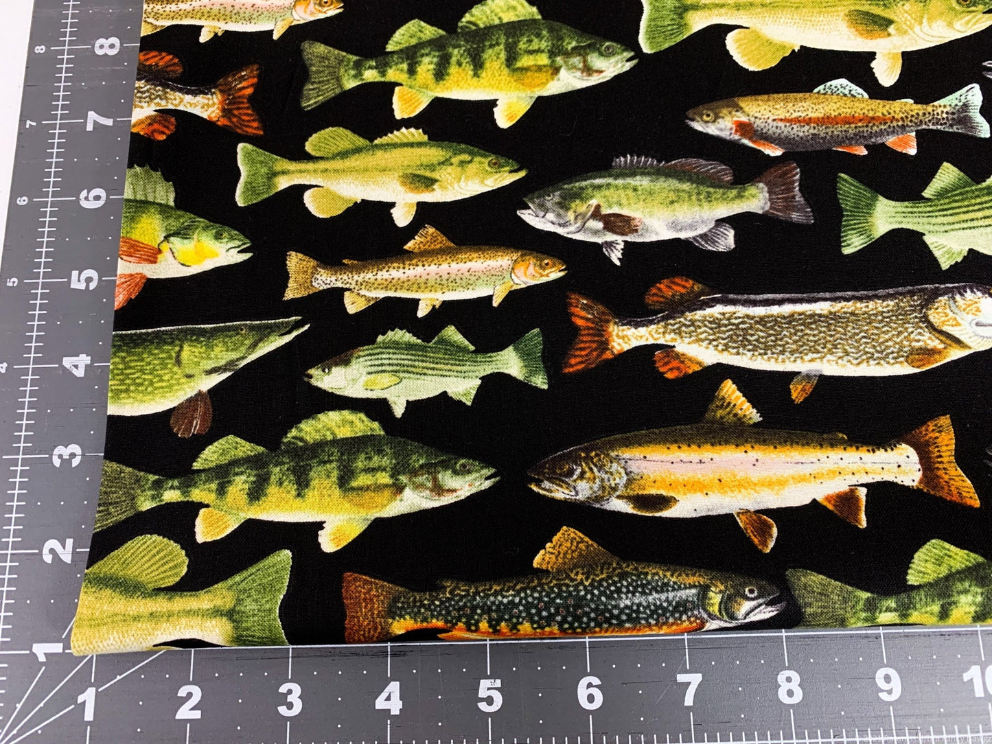 Black fish fabric C6405 freshwater fish cotton fabric - Mary Jo Fabrics