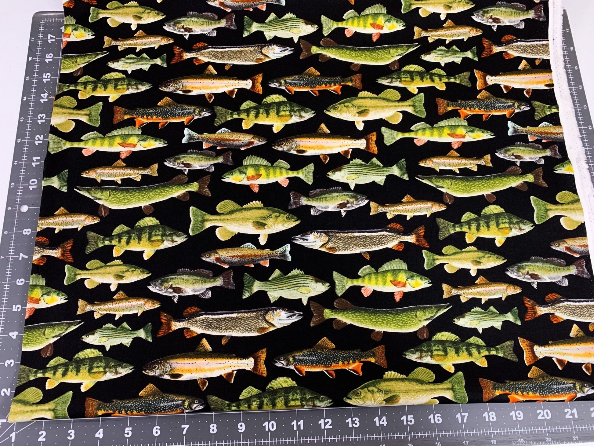 Black fish fabric C6405 freshwater fish cotton fabric - Mary Jo Fabrics