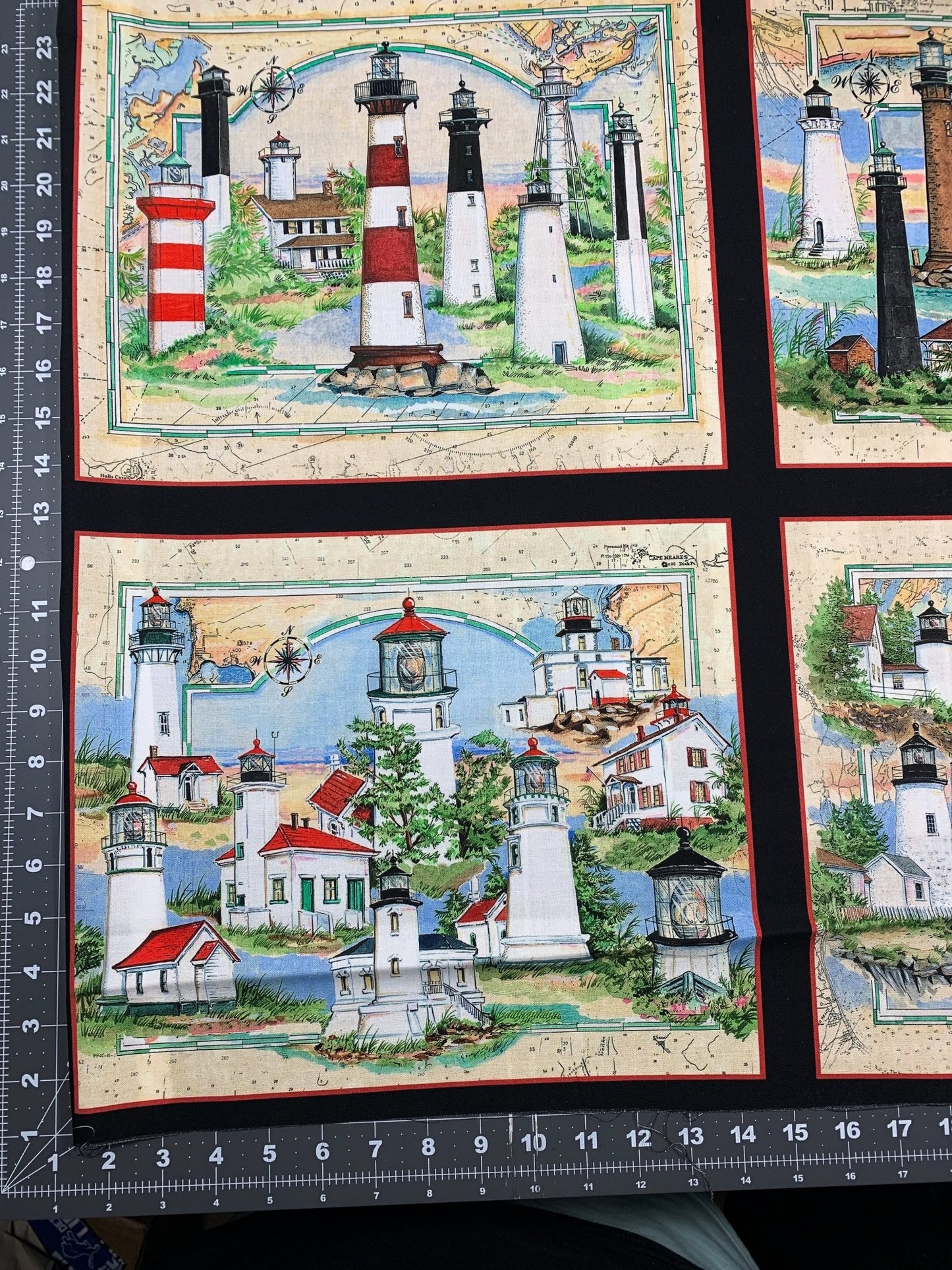 Striped light house cotton fabric Mary Jo Fabrics