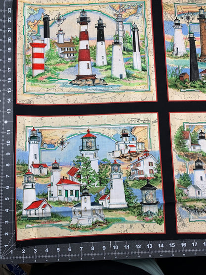 Striped light house cotton fabric Mary Jo Fabrics