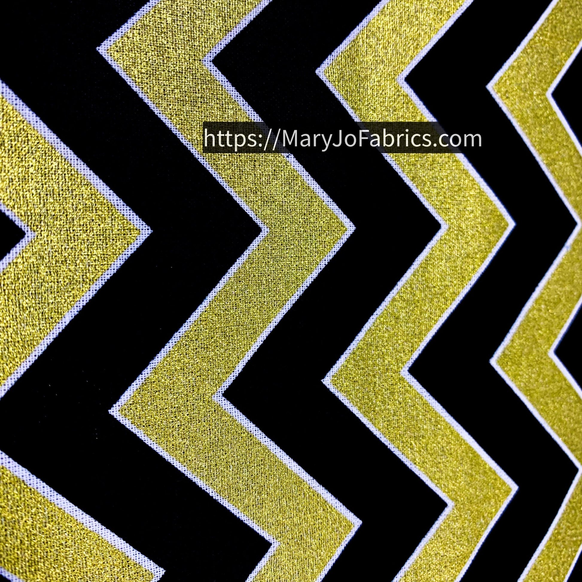 Black & Gold Metallic Chevron Fabric 2141104 New Orleans - Mary Jo Fabrics