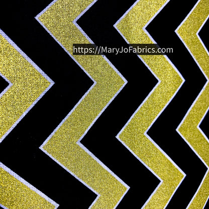 Black & Gold Metallic Chevron Fabric 2141104 New Orleans - Mary Jo Fabrics