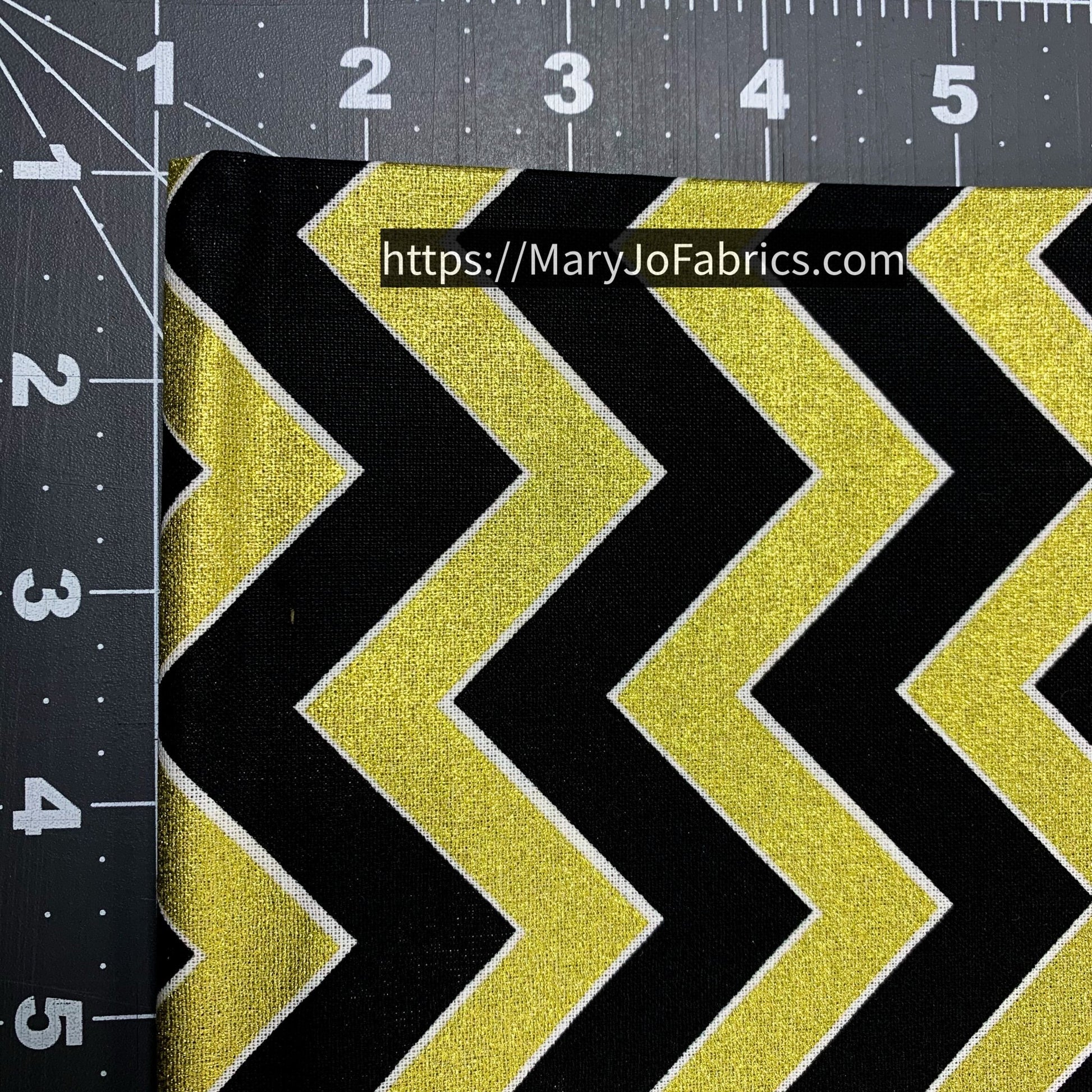 Black & Gold Metallic Chevron Fabric 2141104 New Orleans - Mary Jo Fabrics