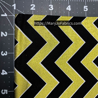 Black & Gold Metallic Chevron Fabric 2141104 New Orleans - Mary Jo Fabrics
