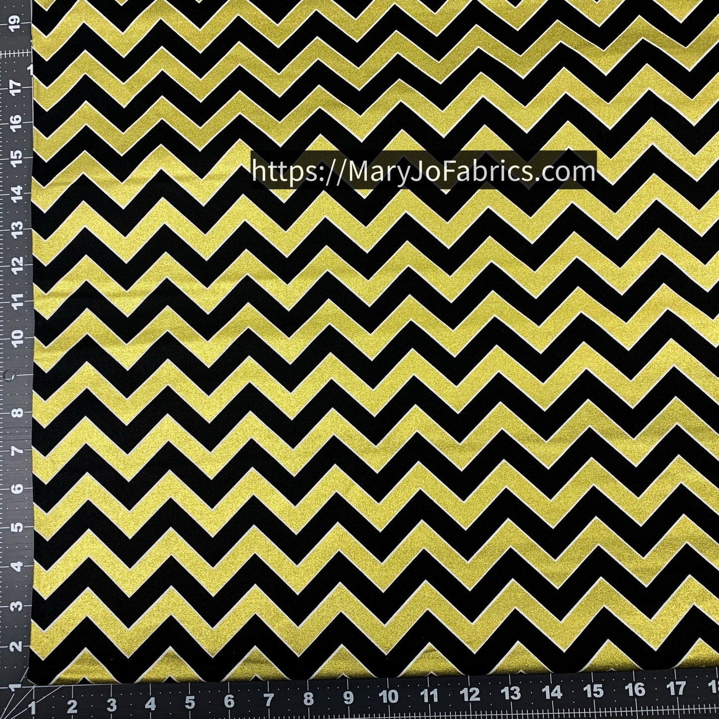 Black & Gold Metallic Chevron Fabric 2141104 New Orleans - Mary Jo Fabrics