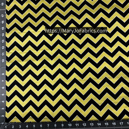 Black & Gold Metallic Chevron Fabric 2141104 New Orleans - Mary Jo Fabrics