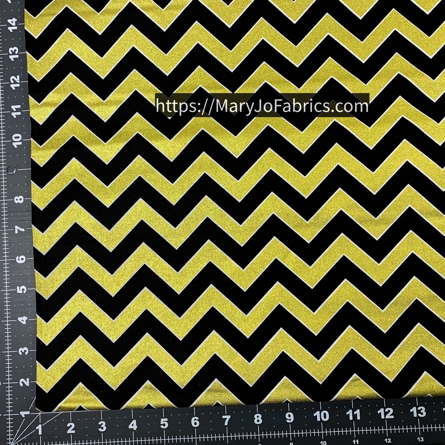 Black & Gold Metallic Chevron Fabric 2141104 New Orleans - Mary Jo Fabrics