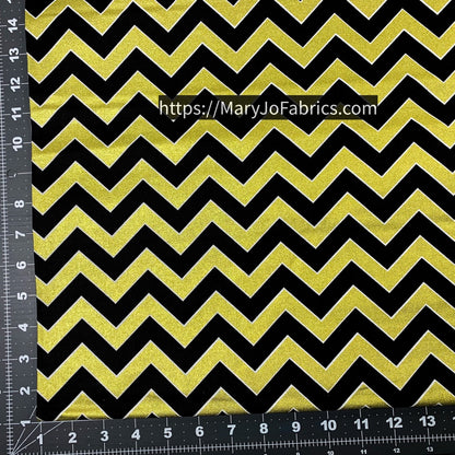 Black & Gold Metallic Chevron Fabric 2141104 New Orleans - Mary Jo Fabrics