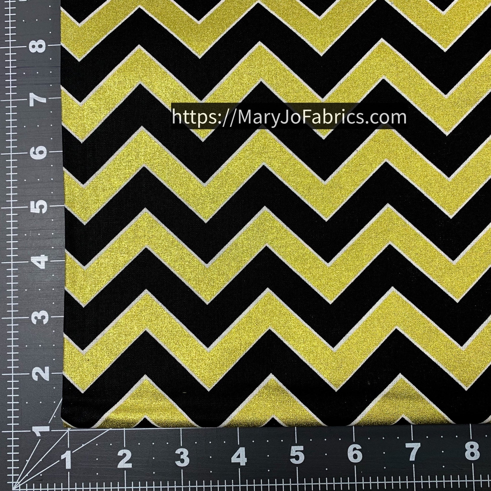 Black & Gold Metallic Chevron Fabric 2141104 New Orleans - Mary Jo Fabrics