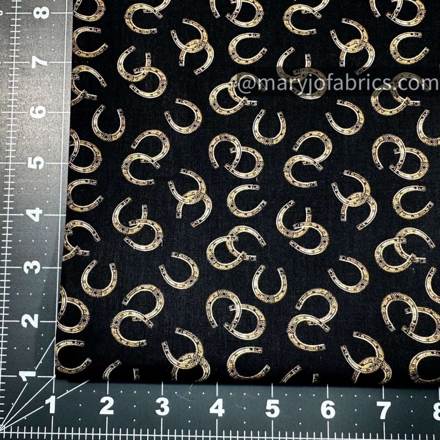 Black Horseshoes Fabric 4530 - 99 Spurs & Spirits Cowboy - Mary Jo Fabrics
