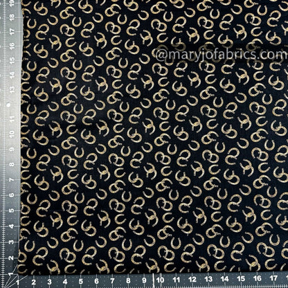Black Horseshoes Fabric 4530 - 99 Spurs & Spirits Cowboy - Mary Jo Fabrics