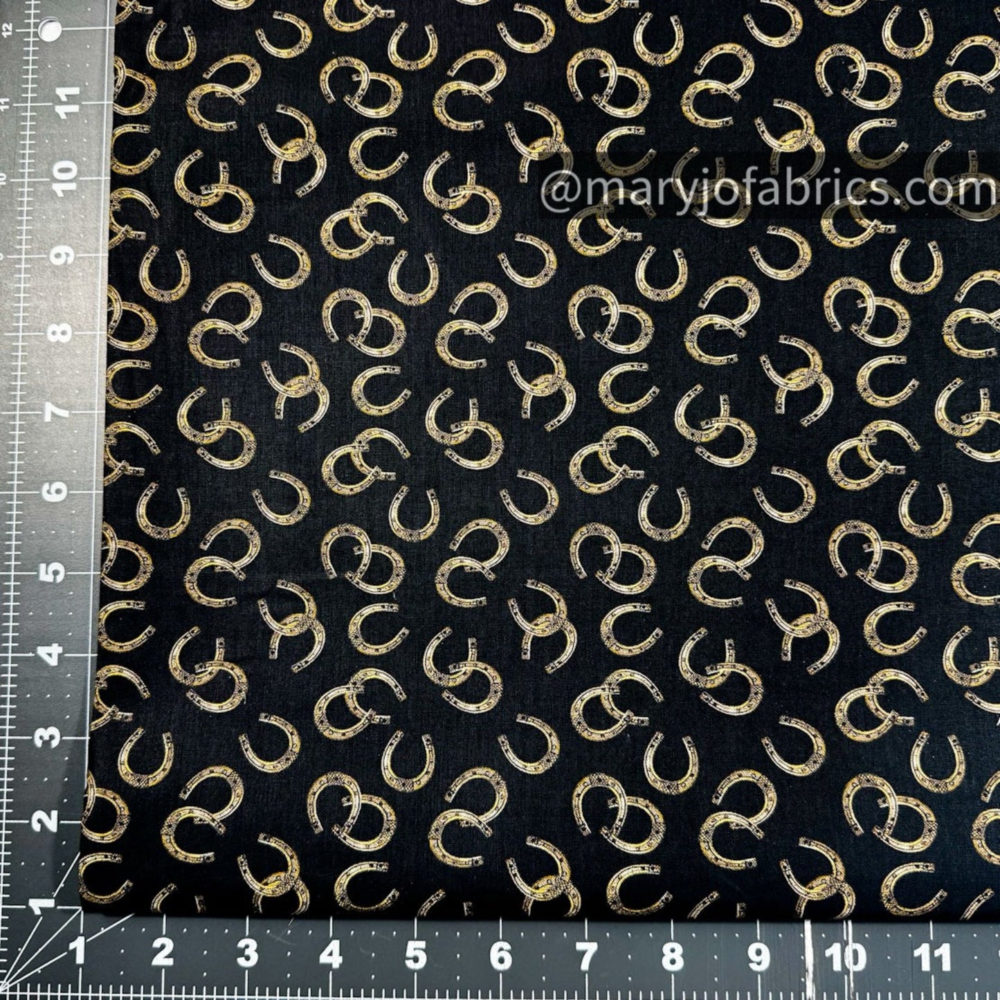 Black Horseshoes Fabric 4530 - 99 Spurs & Spirits Cowboy - Mary Jo Fabrics