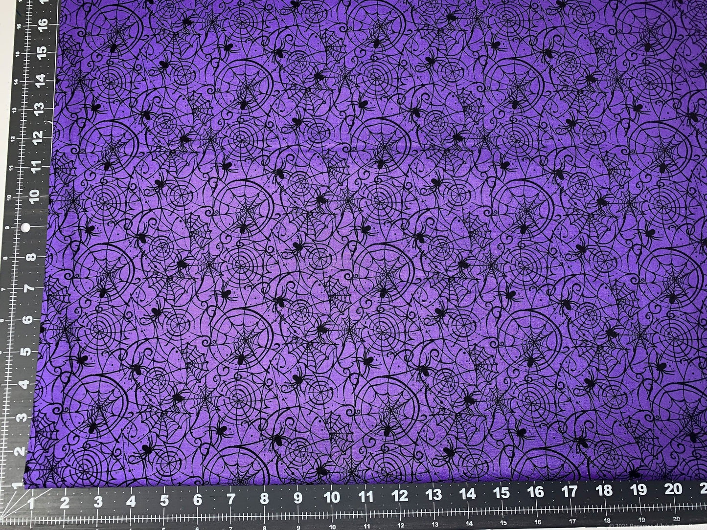 Black spider and spiderweb fabric 16662389 Purple Halloween fabric - Mary Jo Fabrics