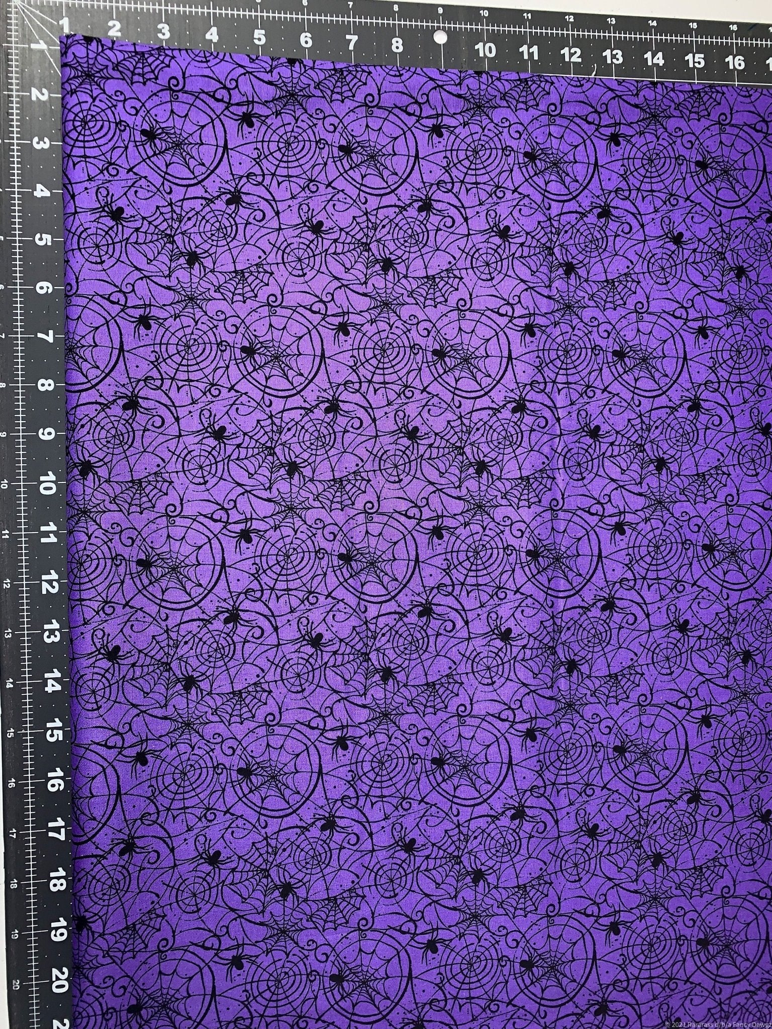 Black spider and spiderweb fabric 16662389 Purple Halloween fabric - Mary Jo Fabrics