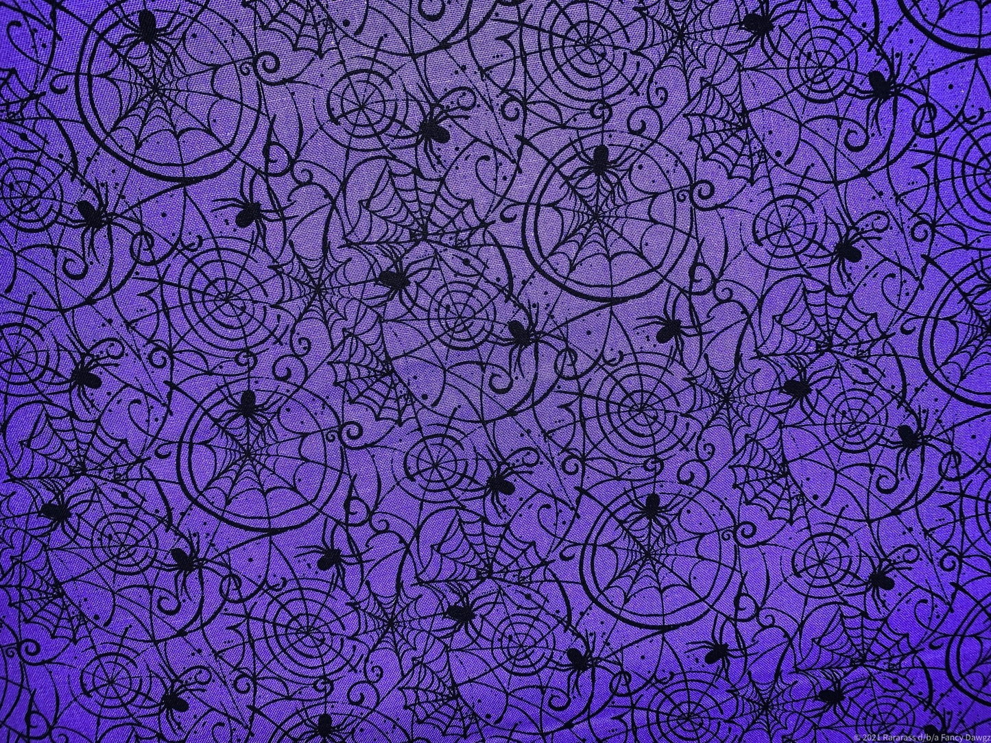 Black spider and spiderweb fabric 16662389 Purple Halloween fabric - Mary Jo Fabrics