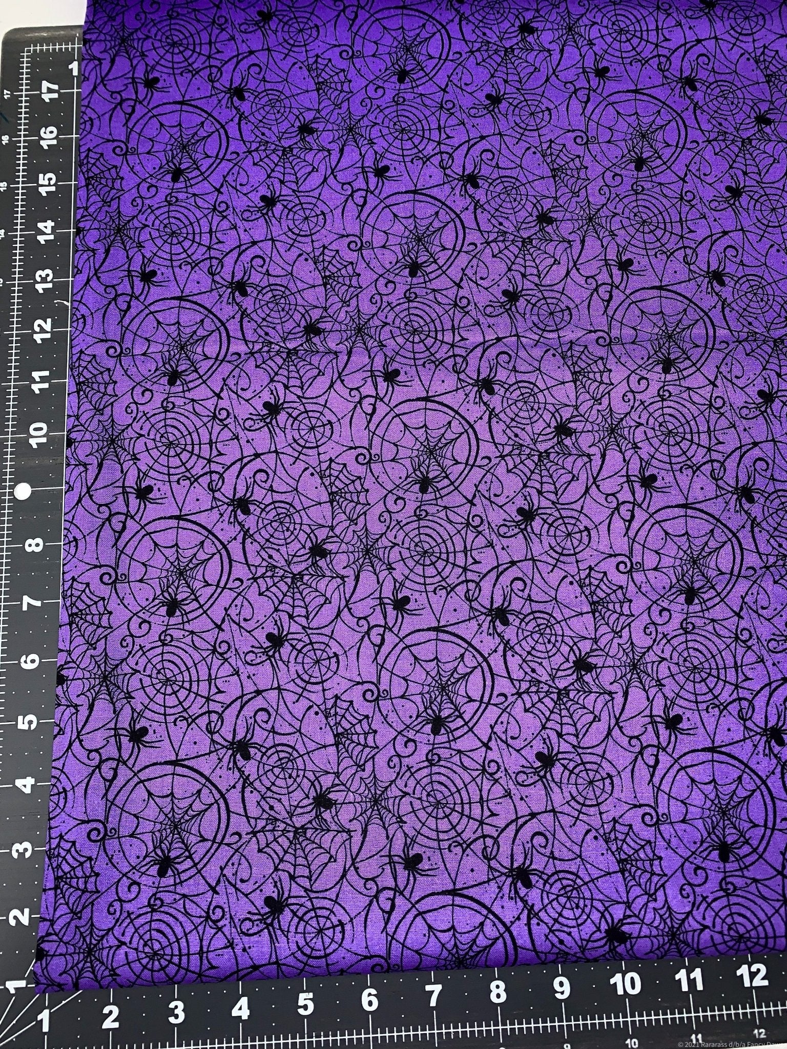 Black spider and spiderweb fabric 16662389 Purple Halloween fabric - Mary Jo Fabrics