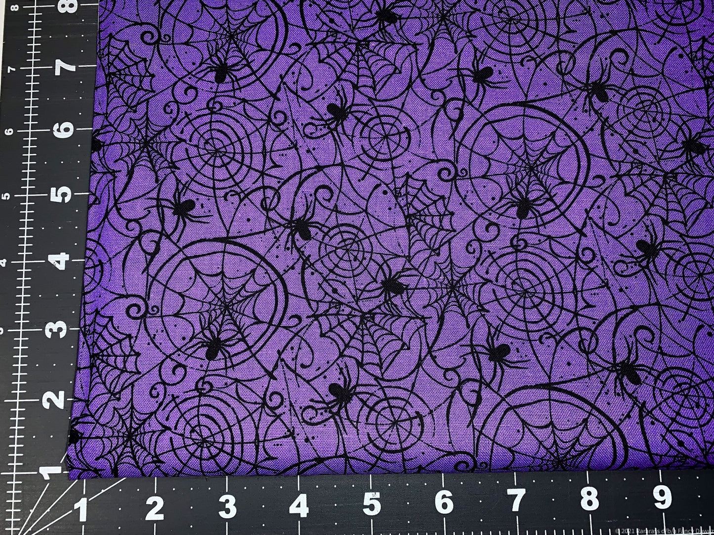 Black spider and spiderweb fabric 16662389 Purple Halloween fabric - Mary Jo Fabrics