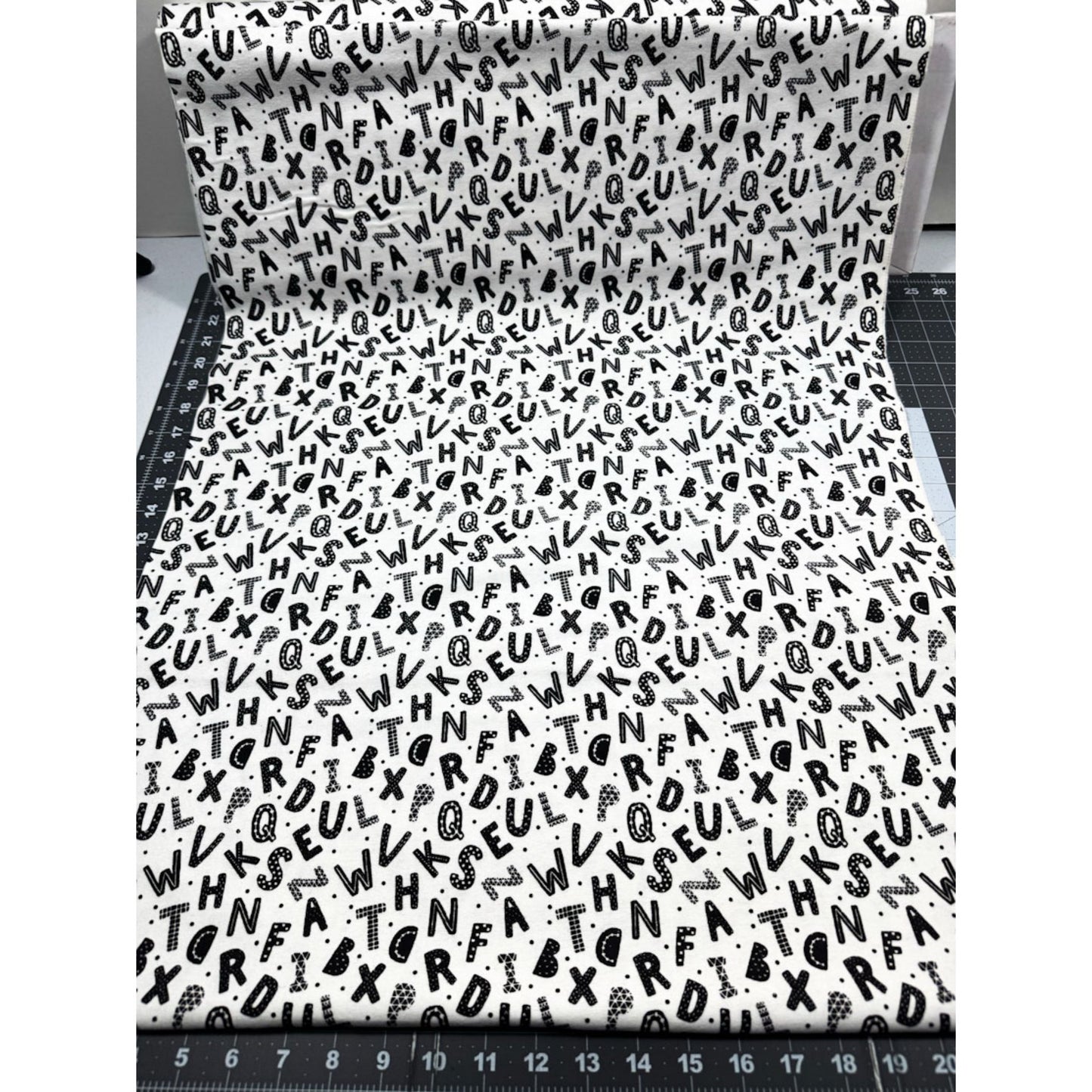 Black White Alphabet FLANNEL 15498 Black Letters - Mary Jo Fabrics