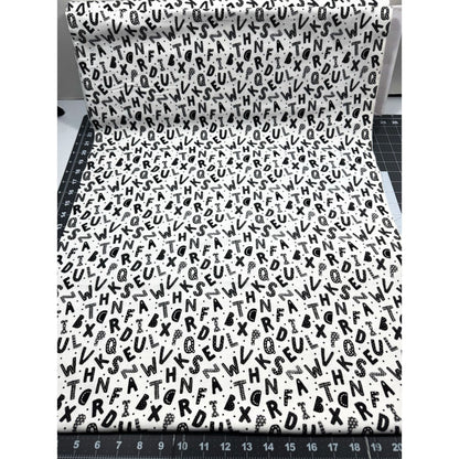 Black White Alphabet FLANNEL 15498 Black Letters - Mary Jo Fabrics