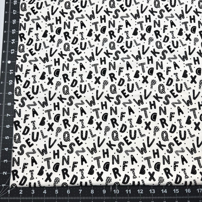 Black White Alphabet FLANNEL 15498 Black Letters - Mary Jo Fabrics