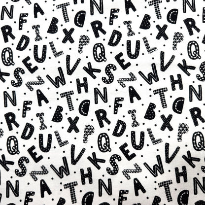 Black White Alphabet FLANNEL 15498 Black Letters - Mary Jo Fabrics