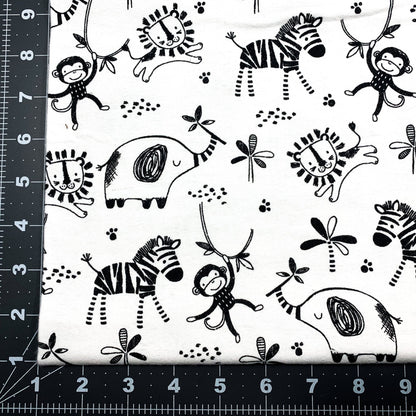 Black White Safari FLANNEL 15794 Animal Flannel - Mary Jo Fabrics