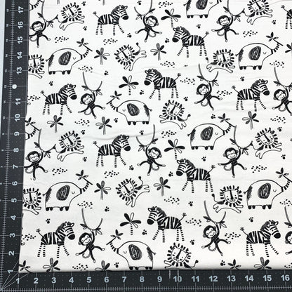 Black White Safari FLANNEL 15794 Animal Flannel - Mary Jo Fabrics