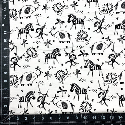 Black White Safari FLANNEL 15794 Animal Flannel - Mary Jo Fabrics