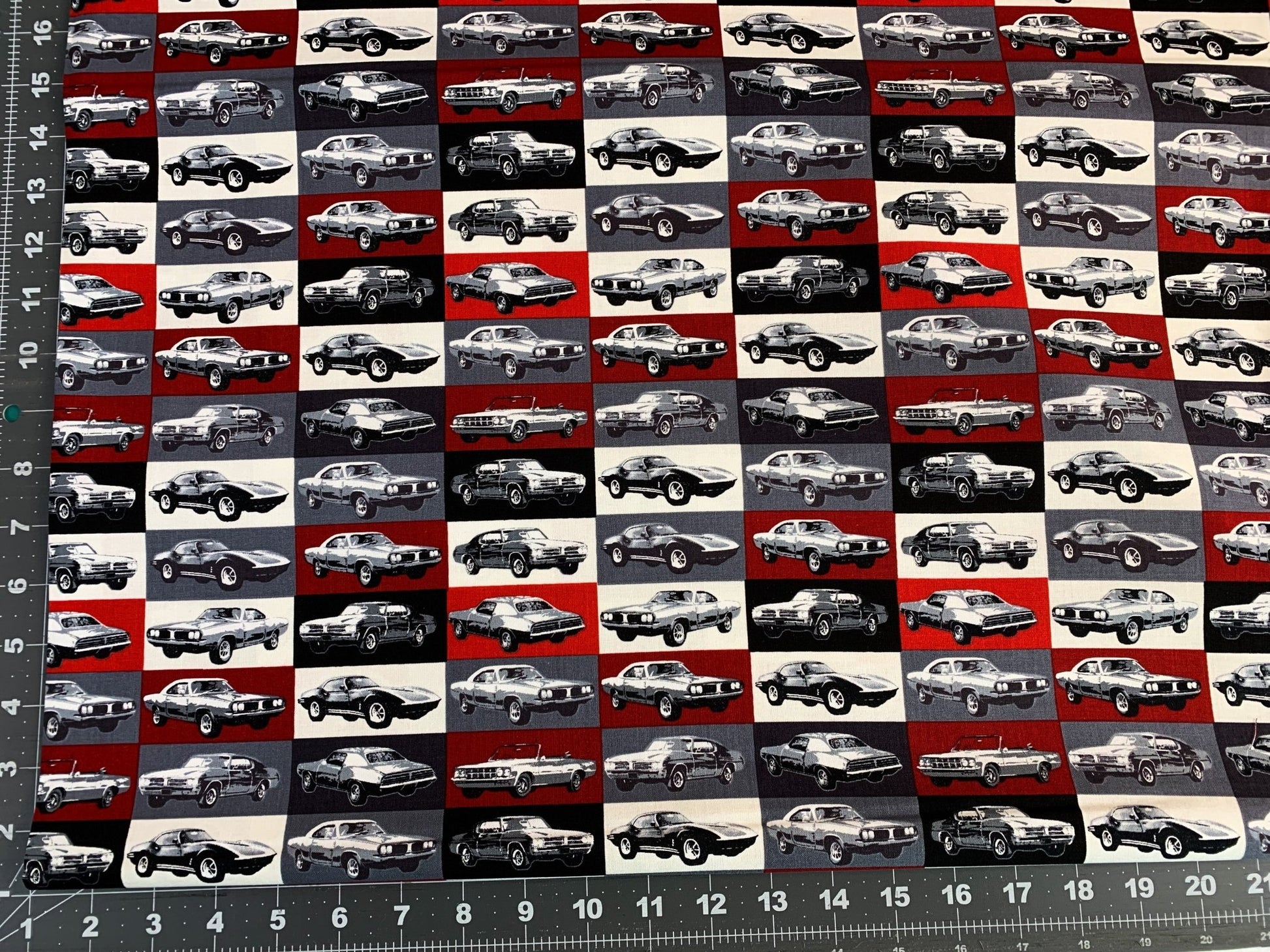 Block Muscle Car Fabric 52956 - 3 Red Corvette fabric - Mary Jo Fabrics